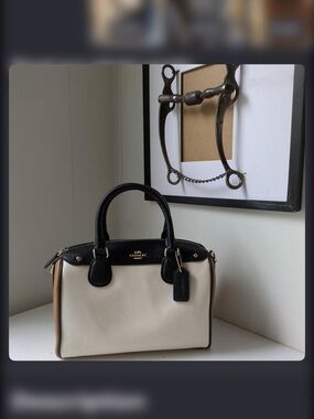 Coach Mini Bennett Satchel Chalk and Black leather